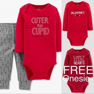 3m Boy onesie set w/pant & NB red onesie.+ free 1z